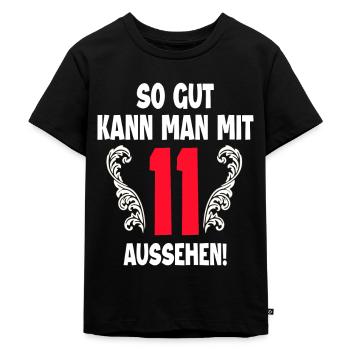 11. Geburtstag - Kinder Premium Bio T-Shirt - Schwarz - Vorne - Mikhail (115cm)