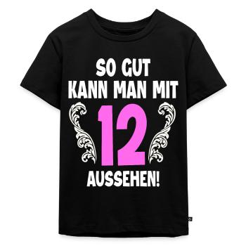 12. Geburtstag - Kinder Premium Bio T-Shirt - Schwarz - Vorne - Mikhail (115cm)