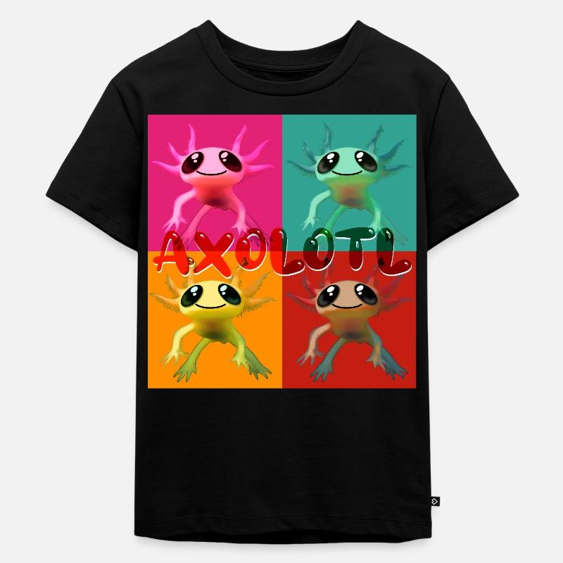 Axolotl Kunst - Kinder Premium Bio T-Shirt - Schwarz