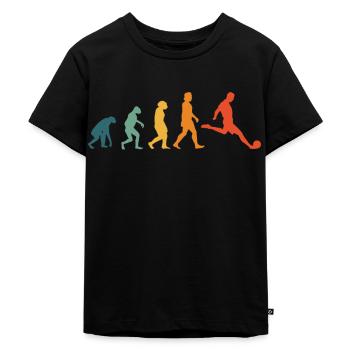 Fußball Evolution Retro Fußballer Fußballspieler - Kinder Premium Bio T-Shirt - Schwarz - Vorne - Mikhail (115cm)