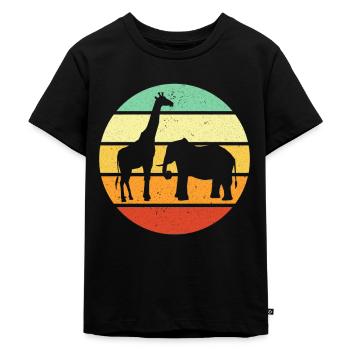 Zoo Besucher Tierfan Geschenk Zoo Giraffe Elefant - Kinder Premium Bio T-Shirt - Schwarz - Vorne - Mikhail (115cm)