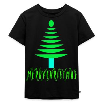 Neon-Kiefern-Weihnachtsbaum - Kinder Premium Bio T-Shirt - Schwarz - Vorne - Mikhail (115cm)