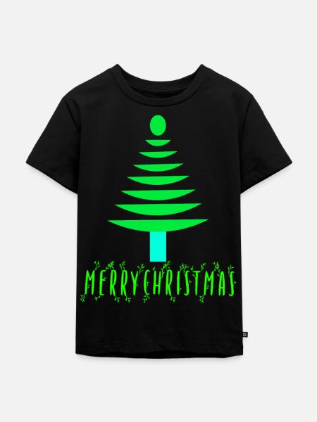 Neon-Kiefern-Weihnachtsbaum - Kinder Premium Bio T-Shirt - Schwarz