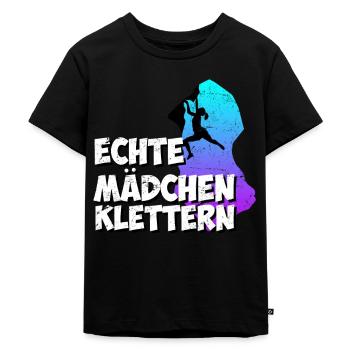 Echte Mädchen Klettern - Kinder Premium Bio T-Shirt - Schwarz - Vorne - Mikhail (115cm)