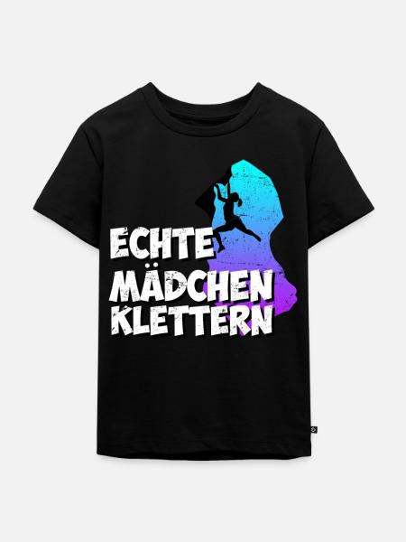 Echte Mädchen Klettern - Kinder Premium Bio T-Shirt - Schwarz