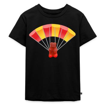 Gummibär mit Fallschirm - Kinder Premium Bio T-Shirt - Schwarz - Vorne - Mikhail (115cm)