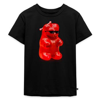 cooler Gummibär mit Sonnenbrille - Kinder Premium Bio T-Shirt - Schwarz - Vorne - Mikhail (115cm)