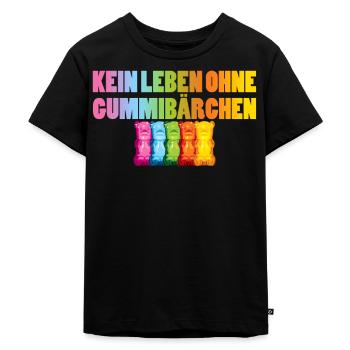 Kein Leben ohne Gummibärchen - Kinder Premium Bio T-Shirt - Schwarz - Vorne - Mikhail (115cm)