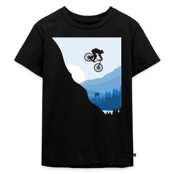 Downhill Bike Downhiller MTB - Kinder Premium Bio T-Shirt - Schwarz - Vorne - Mikhail (115cm)