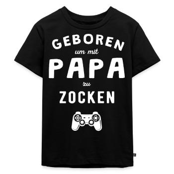 Baby Geburt Zocken Familie Geschenkidee - Kinder Premium Bio T-Shirt - Schwarz - Vorne - Mikhail (115cm)