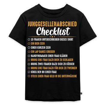 Junggesellenabschied - Checkliste T-Shirt - Kinder Premium Bio T-Shirt - Schwarz - Vorne - Mikhail (115cm)