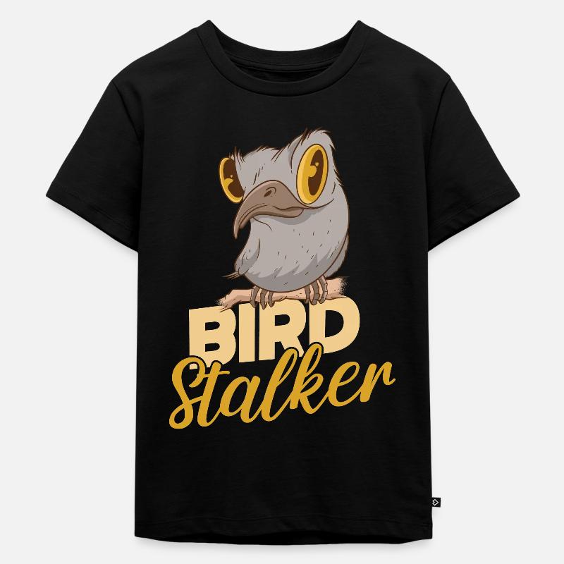 Fuglekiggeri fuglestalker - Premium økologisk T-shirt til børn - sort