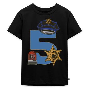 Ich bin schon 5 Jahre Kindergeburtstag Polizei - Kinder Premium Bio T-Shirt - Schwarz - Vorne - Mikhail (115cm)