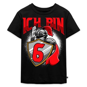 6. Geburtstag Junge 6 Jahre alt Ritter - Kinder Premium Bio T-Shirt - Schwarz - Vorne - Mikhail (115cm)