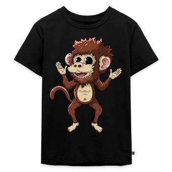 Affe - Kinder Premium Bio T-Shirt - Schwarz - Vorne - Mikhail (115cm)