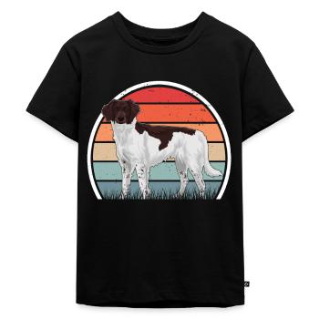 Kleiner Münsterländer Retro - Kinder Premium Bio T-Shirt - Schwarz - Vorne - Mikhail (115cm)