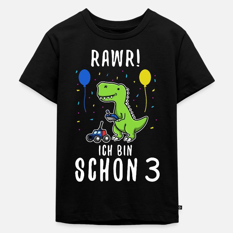 Ich bin schon 3 Dino - Kinder Premium Bio T-Shirt - Schwarz