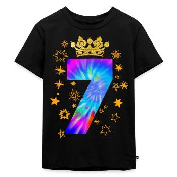 7. Geburtstag - Kinder Premium Bio T-Shirt - Schwarz - Vorne - Mikhail (115cm)