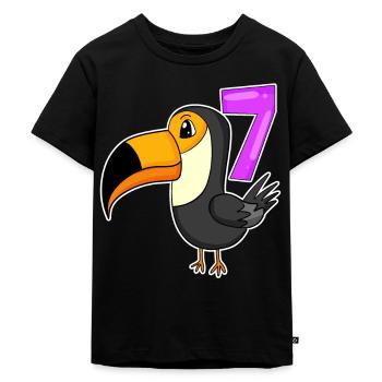 7 Jahre alt - 7. Geburtstag - Tukan Vogel Motiv - Kinder Premium Bio T-Shirt - Schwarz - Vorne - Mikhail (115cm)