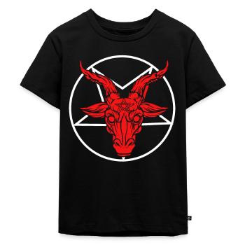 Satan Symbol Teufel Baphomet - Kinder Premium Bio T-Shirt - Schwarz - Vorne - Mikhail (115cm)