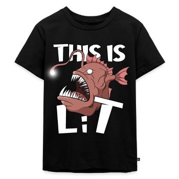 Ceci est éclairé Pêcheur Pêcheur Amateur de pêche Pêcheur - T-shirt Premium bio Enfant - noir - Devant - Mikhail (115cm)