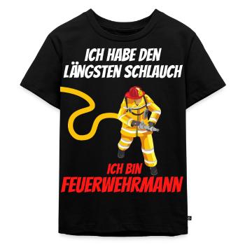 Längster Schlauch der Feuerwehr - Kinder Premium Bio T-Shirt - Schwarz - Vorne - Mikhail (115cm)