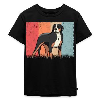 Großer Schweizer Sennenhund Retro - Kinder Premium Bio T-Shirt - Schwarz - Vorne - Mikhail (115cm)
