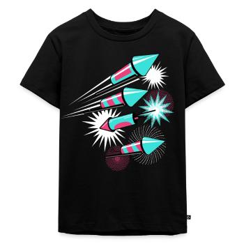 Feuerwerkrakete Pyrotechnik Silvester - Kinder Premium Bio T-Shirt - Schwarz - Vorne - Mikhail (115cm)