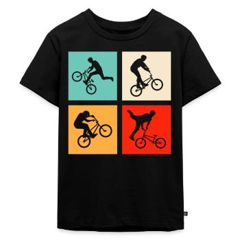 BMX Retro - Kinder Premium Bio T-Shirt - Schwarz - Vorne - Mikhail (115cm)