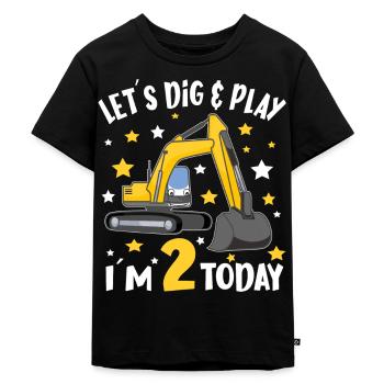 2. Geburtstag Bagger 2 Jahre Geburtstag Geschenke - Kinder Premium Bio T-Shirt - Schwarz - Vorne - Mikhail (115cm)
