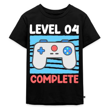Level 04 Complete 4 Jahre 4. Geburtstag - Kinder Premium Bio T-Shirt - Schwarz - Vorne - Mikhail (115cm)