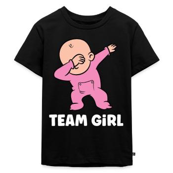 Team Girl Gender Reveal - Kinder Premium Bio T-Shirt - Schwarz - Vorne - Mikhail (115cm)