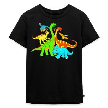 Enfants Dinosaures Dinosaures colorés - T-shirt Premium bio Enfant - noir - Devant - Mikhail (115cm)
