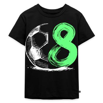 Fußball Geburtstag 8 Jahre - Kinder Premium Bio T-Shirt - Schwarz - Vorne - Mikhail (115cm)
