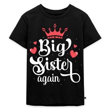 Pregnancy Announcement Big Sister Again Princess - Kids Premium Organic T-Shirt - black - Front - Mikhail (115cm)