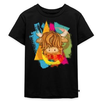 The Highland Cow Scottish Highland Cattle - Kids Premium Organic T-Shirt - black - Front - Mikhail (115cm)