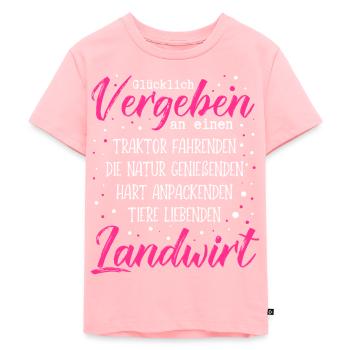 Glücklich vergeben an einen Traktor fahrenden Land - Kinder Premium Bio T-Shirt - Rosa - Vorne - AI Model Kid Female (0cm)