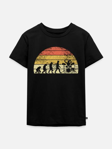 Drummer Evolution Sunset Schlagzeuger - Kinder Premium Bio T-Shirt - Schwarz
