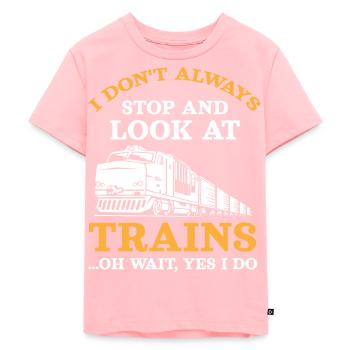 Trains, train, train lovers - Kids Premium Organic T-Shirt - rose - Front - AI Model Kid Female (0cm)