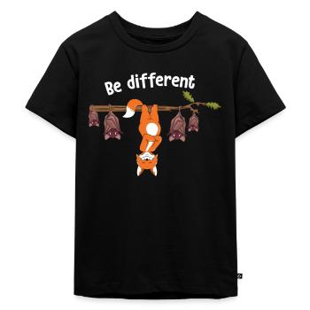 Be Different Fuchs Fledermaus Tier - Kinder Premium Bio T-Shirt - Schwarz - Vorne - Mikhail (115cm)