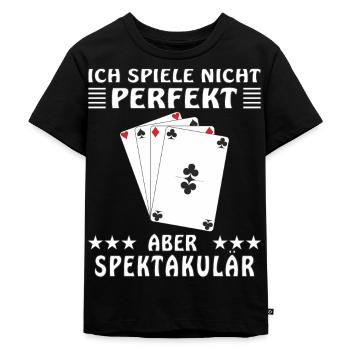 SPIELKARTEN ICH SPIELE NICHT PERFEKT - Kinder Premium Bio T-Shirt - Schwarz - Vorne - Mikhail (115cm)