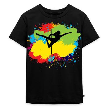 Pole Sport Tanz Tänzer Akrobatik Aquarell - Kinder Premium Bio T-Shirt - Schwarz - Vorne - Mikhail (115cm)