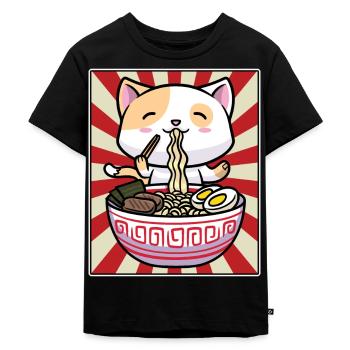 Mignon Cat Ramen Noodles Japon - T-shirt Premium bio Enfant - noir - Devant - Mikhail (115cm)