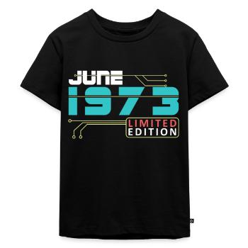 June 1973 - Geburtstag im Juni - Kinder Premium Bio T-Shirt - Schwarz - Vorne - Mikhail (115cm)