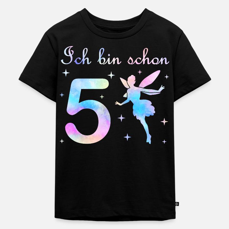 Fee Geburtstag Geschenk Mädchen 5 Jahre - Kinder Premium Bio T-Shirt - Schwarz