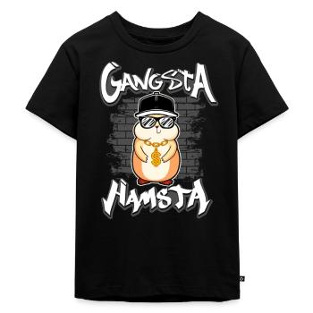 Hamster Gangsta Hamsta - Kinder Premium Bio T-Shirt - Schwarz - Vorne - Mikhail (115cm)