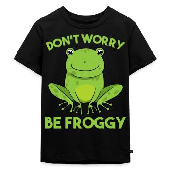 Frosch - Kinder Premium Bio T-Shirt - Schwarz - Vorne - Mikhail (115cm)