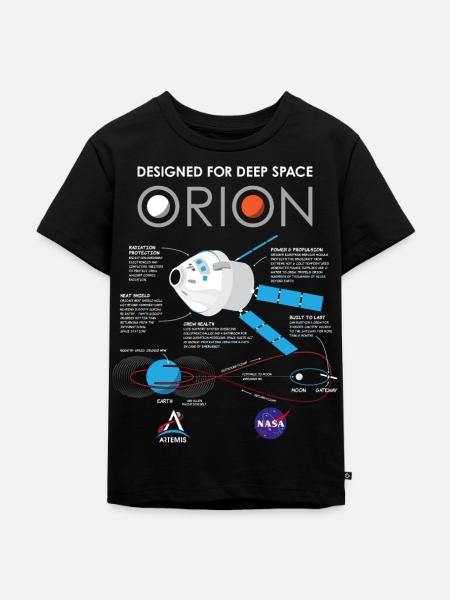 NASA Bauplan Orion Raumschiff - Kinder Premium Bio T-Shirt - Schwarz
