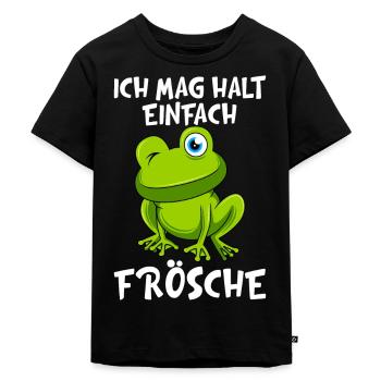 Ich mag halt einfach Frösche Kinder - Kinder Premium Bio T-Shirt - Schwarz - Vorne - Mikhail (115cm)