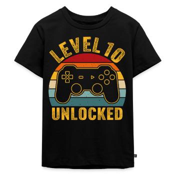 10.Geburtstag - 10 Jahre Gamer Level 10 unlocked - Kinder Premium Bio T-Shirt - Schwarz - Vorne - Mikhail (115cm)